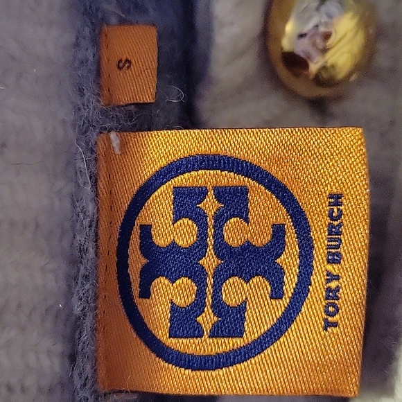 Tory Burch Women's S Gray Black Knit Wool Blend Cardigan with Gold Accen… - Picture 2 of 10